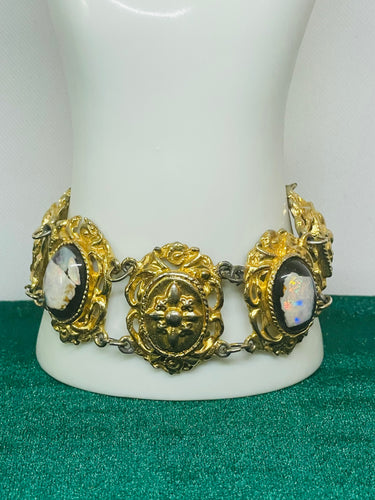 1960’s Black and Gold Foil Opal Bracelet